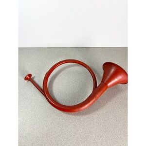 Vintage Metal Hanging French Hunting Horn Wall Decor painted red‎ Xmas holidays